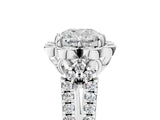 Silver Cushion Halo Diamond Floral Split Shank Engagement Ring 5