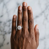 Silver Cushion Halo Pave Diamond Engagement Ring with Four-Prong Setting_45
