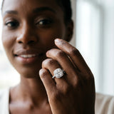 Silver Cushion Halo Pave Diamond Engagement Ring with Four-Prong Setting_47