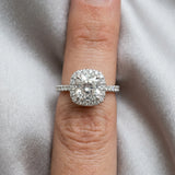 Silver Cushion Halo Pave Diamond Engagement Ring with Four-Prong Setting_48
