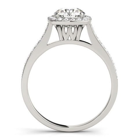Silver Cushion Halo Round Diamond Pavé Band with Four-Prong Setting 1
