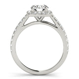 Platinum 4.01 Carat D VVS2 Round Halo Round Diamond Pave Band Four-Prong Ring