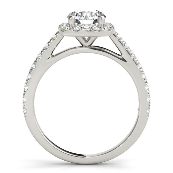 Platinum 4.01 Carat D VVS2 Round Halo Round Diamond Pave Band Four-Prong Ring