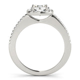Silver Cushion Halo Round Diamond Pave Band Prong Setting Ring 1