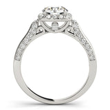 Silver Cushion Halo Round Diamond Twist Band with Four-Prong Setting 1