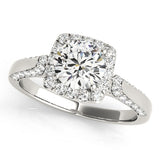Silver Cushion Halo Round Diamond Twist Band with Four-Prong Setting 2