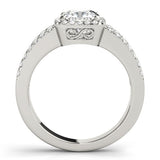 Silver Cushion Halo Split Shank Diamond Ring with Four-Prong Setting 1