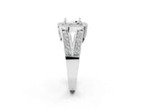 Silver Cushion Halo Split Shank Diamond Ring with Milgrain Prong Setting_8
