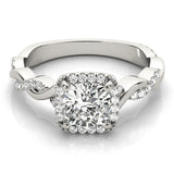 Silver Cushion Halo Twist Band with Four-Prong Setting 2