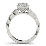 14K White Gold Halo Twist Band with Four-Prong Setting