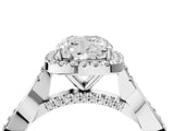 Silver Cushion Halo Twist Band with Four-Prong Setting_90