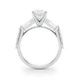 Platinum 3.05 Carat F VS1 Cushion Solitaire Baguette Side Stone Channel Set Engagement Ring
