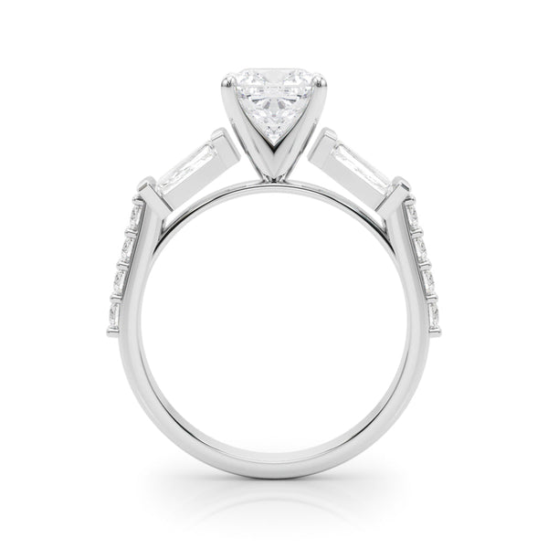 Platinum 3.05 Carat F VS1 Cushion Solitaire Baguette Side Stone Channel Set Engagement Ring