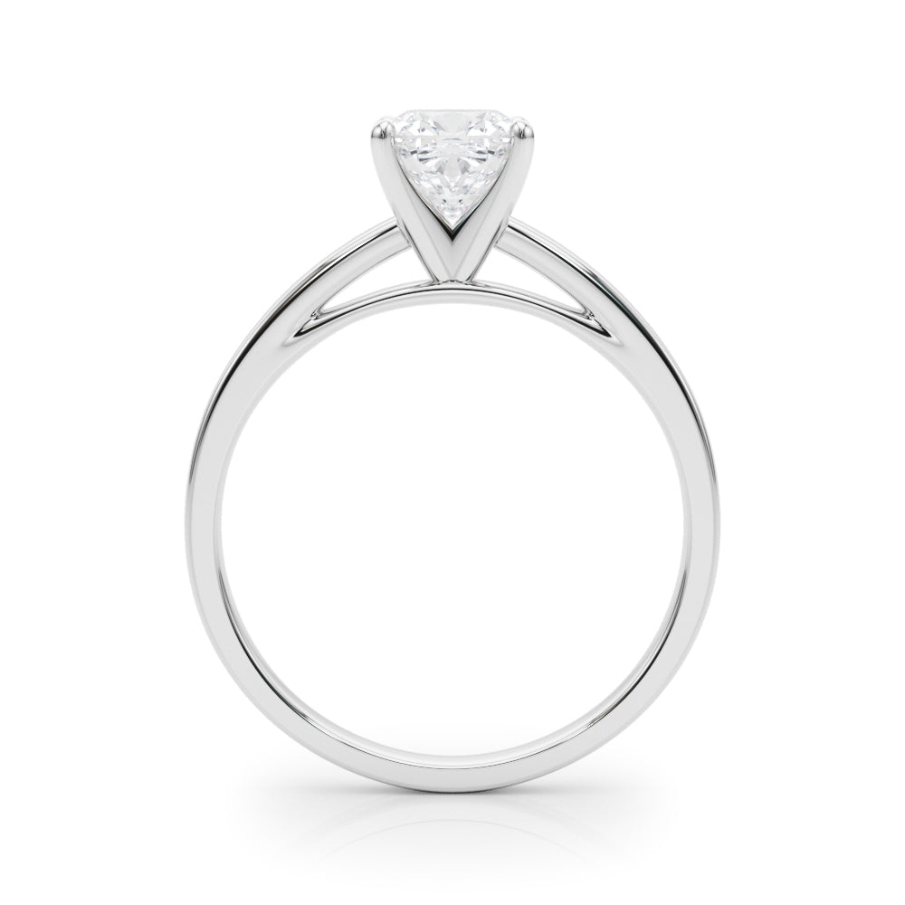 Silver Cushion Solitaire Diamond Engagement Ring with Four-Prong Setting on a Classic Band 1