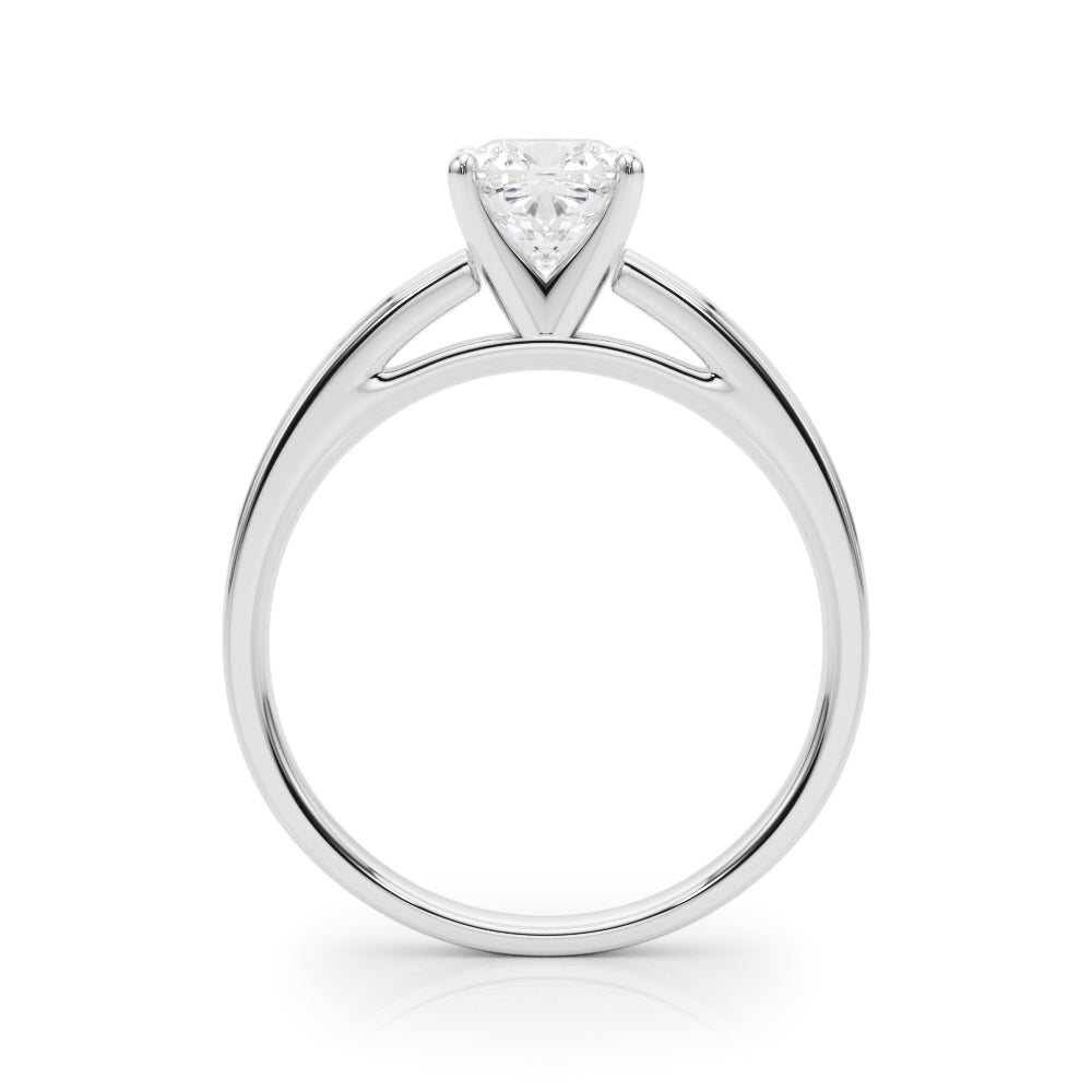 Silver Cushion Solitaire Diamond Ring with Four-Prong Setting and Classic Band 1