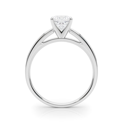 Silver Cushion Solitaire Diamond Ring with Four-Prong Setting and Classic Band 1