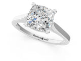 Silver Cushion Solitaire Diamond Ring with Four-Prong Setting and Tapered Band 2