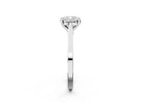 Silver Cushion Solitaire Diamond Ring with Four-Prong Setting and Tapered Band 3