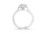 Silver Cushion Solitaire Diamond Ring with Four-Prong Setting and Tapered Band 4