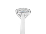 Silver Cushion Solitaire Diamond Ring with Four-Prong Setting and Tapered Band