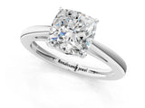 Silver Cushion Solitaire Diamond Ring with Split Shank and Four-Prong Setting_13