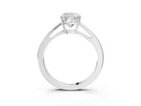 Silver Cushion Solitaire Diamond Ring with Split Shank and Four-Prong Setting_15