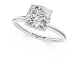 Silver Cushion Solitaire Diamond Ring with a Classic Band and Four-Prong Setting 1