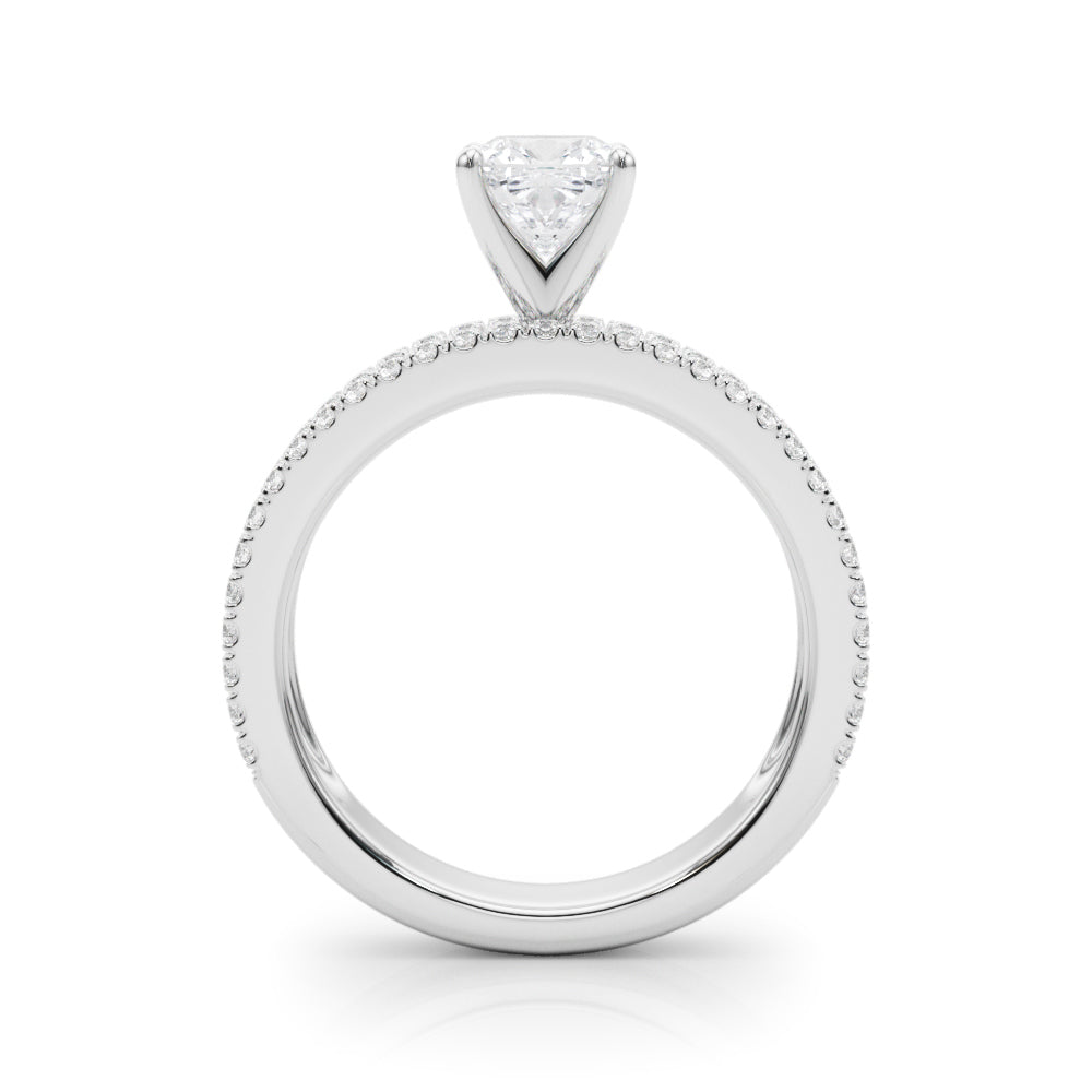 Silver Cushion Solitaire Diamond with Pave and Channel Set Band 1