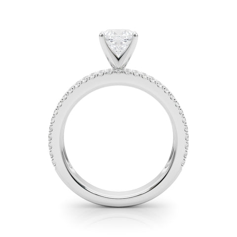 Silver Cushion Solitaire Diamond with Pave and Channel Set Band 1