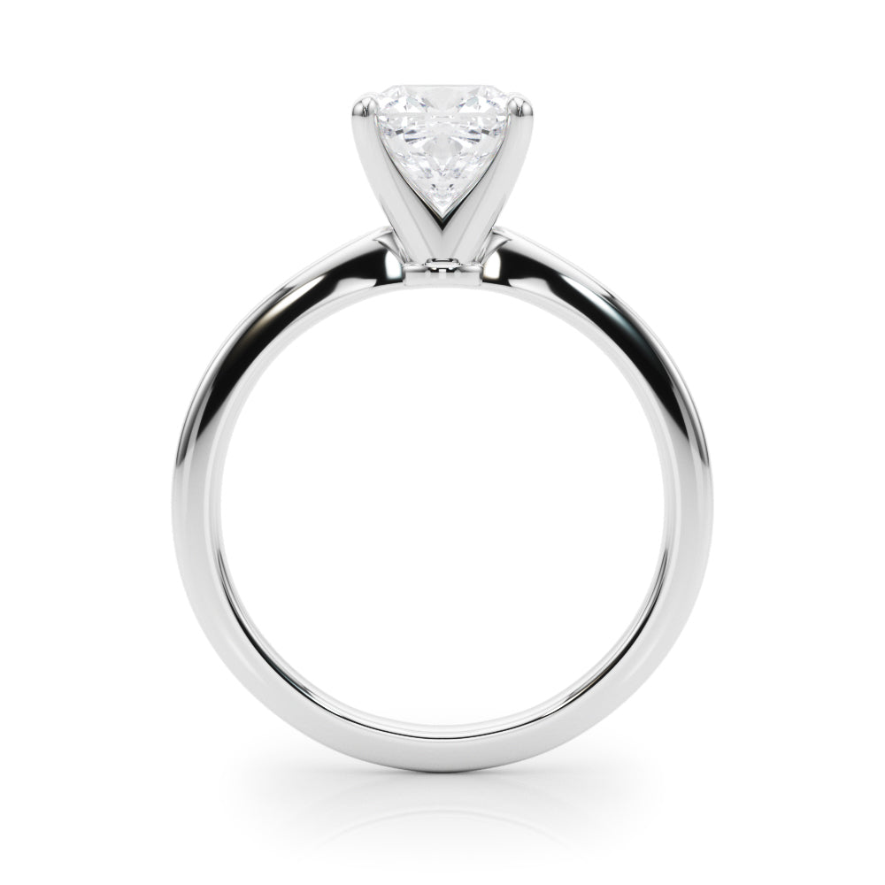 Silver Cushion Solitaire Engagement Ring with Classic Band and Four-Prong Setting 1