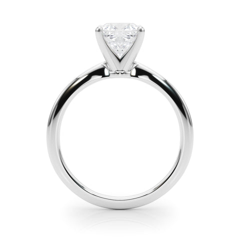 Silver Cushion Solitaire Engagement Ring with Classic Band and Four-Prong Setting 1