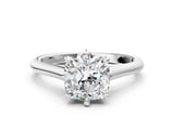 Silver Cushion Solitaire Engagement Ring with Six-Prong Setting and Classic Band 1