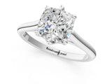 Silver Cushion Solitaire Engagement Ring with Six-Prong Setting and Classic Band 2