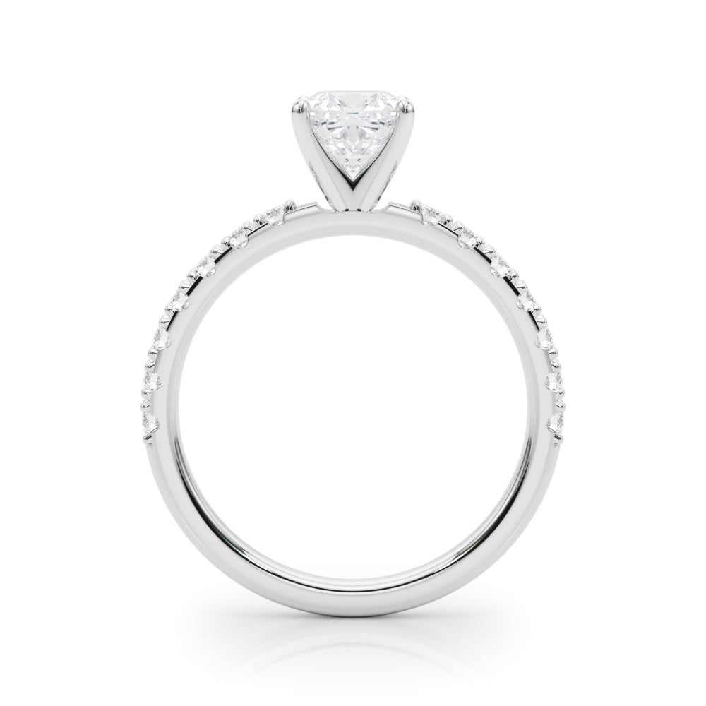 Silver Cushion Solitaire Pavé Band with Four-Prong Setting 1