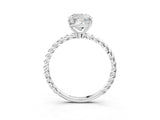 Silver Cushion Solitaire Twist Band Ring with Four-Prong Setting_15