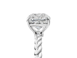 Silver Cushion Solitaire Twist Band Ring with Four-Prong Setting_17