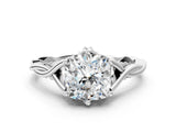 Silver Cushion Solitaire Twist Band Six-Prong Setting 1