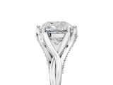 Silver Cushion Solitaire Twist Band Six-Prong Setting
