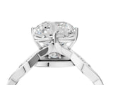 Silver Cushion Solitaire Twist Band with Leaf Prong Setting 5