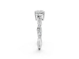 Silver Cushion Solitaire Twisted Pave Diamond Ring with Four-Prong Setting_2