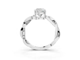 Silver Cushion Solitaire Twisted Pave Diamond Ring with Four-Prong Setting_3