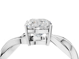 Silver Cushion Solitaire Twisted Pave Diamond Ring with Four-Prong Setting_4