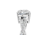 Silver Cushion Solitaire Twisted Pave Diamond Ring with Four-Prong Setting_5