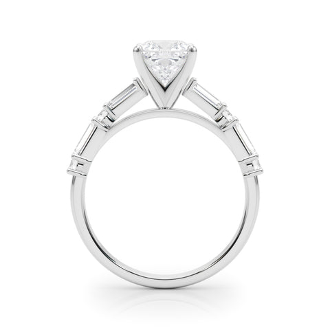 Silver Cushion Solitaire with Side Baguettes and Channel Set Band 1