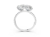 Silver Cushion and Emerald Toi Moi Ring with Prong Setting and Micro Pave Band 3