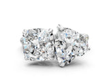 Silver Cushion and Heart Toi Moi Ring with Prong Setting and Pave Band