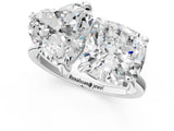 Silver Cushion and Heart Toi Moi Ring with Prong Setting and Plain Band 1
