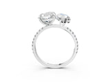 Silver Cushion and Marquise Toi Moi Ring with Prong Setting and Micro Pave Band 3