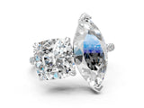 Silver Cushion and Marquise Toi Moi Ring with Prong Setting and Micro Pave Band