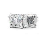 Silver Cushion and Princess Toi Moi Ring with Prong Setting and Micro Pave Band